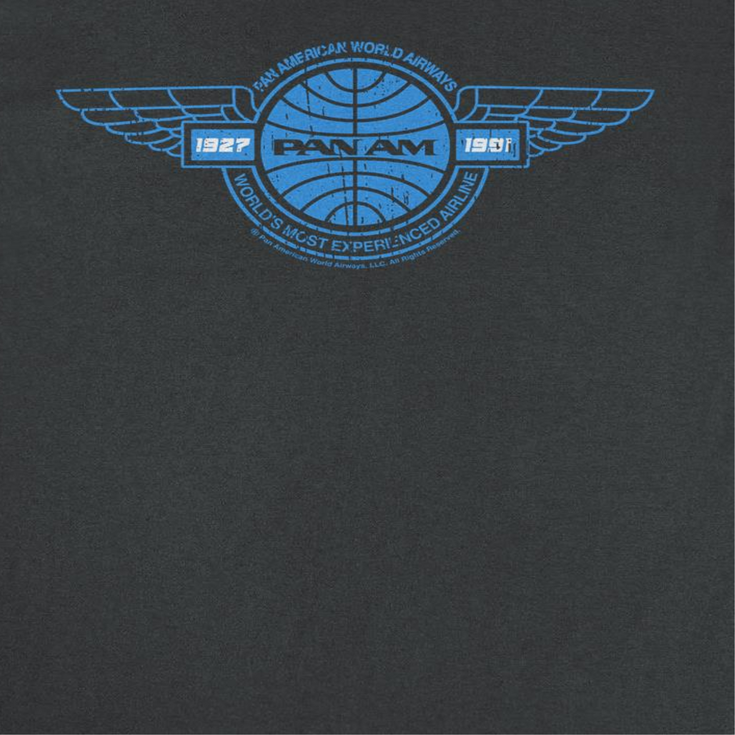 Pan Am Retro Blue Wings Logo 1927 1991 Black T-Shirt