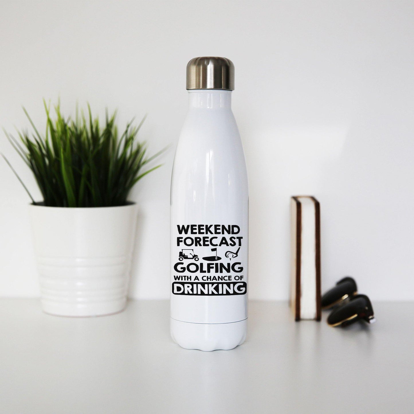 Weekend forcast golfing funny golf drinking water bottle stainless steel reusable