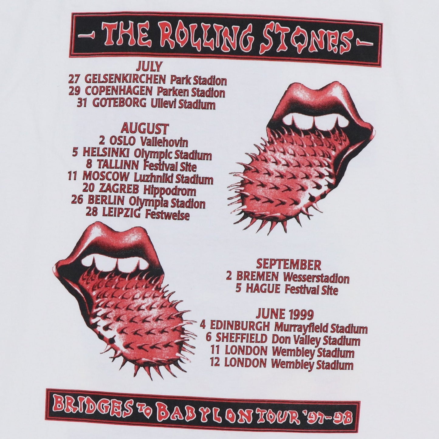 1997 Rolling Stones Bridges To Babylon Tour Shirt Style026