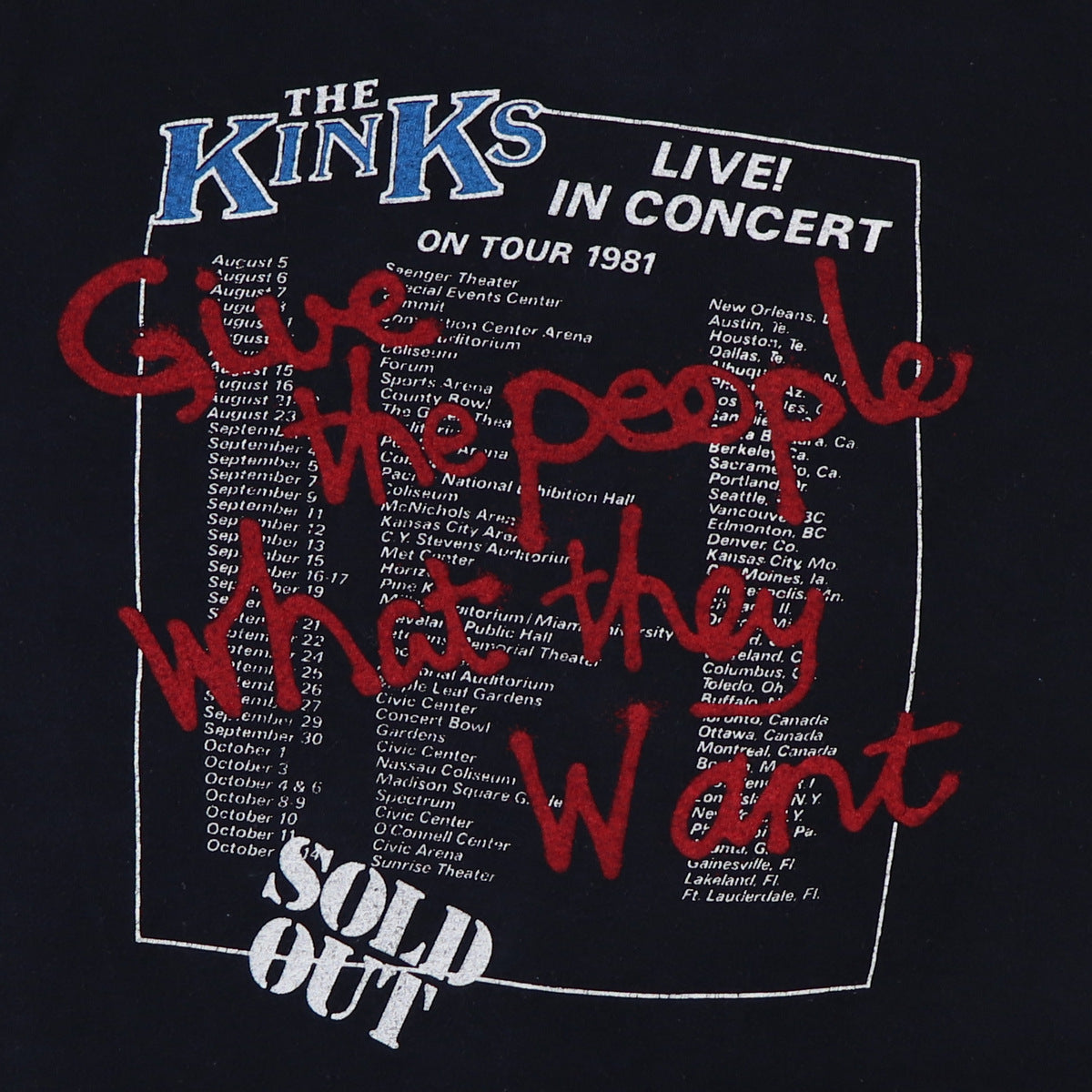1981 The Kinks Give The People What They Want Tour Shirt Style001