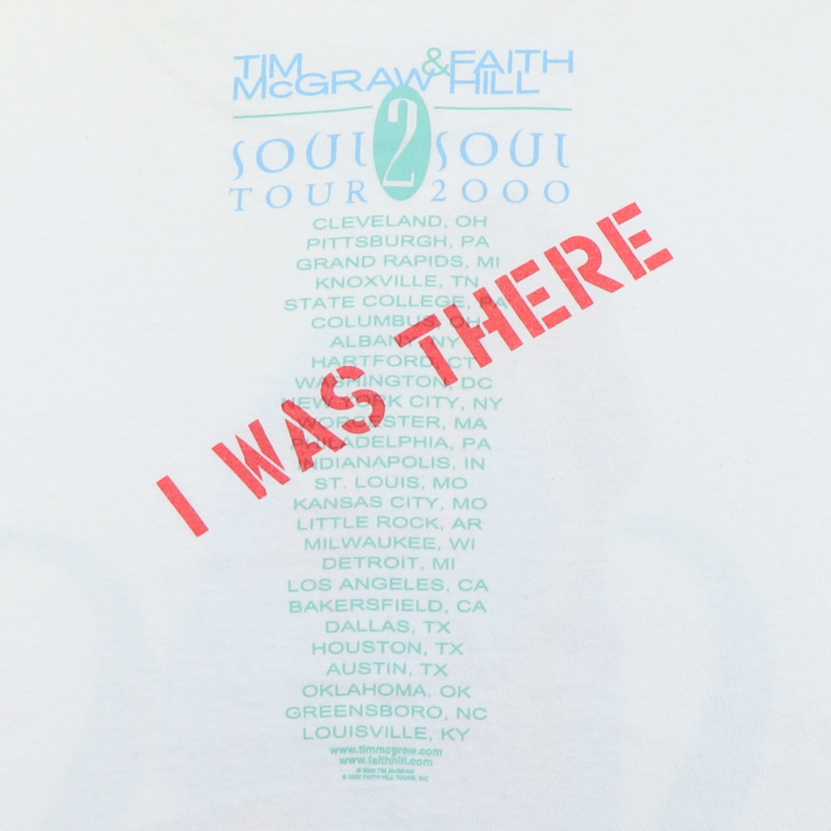 2000 Tim McGraw & Faith Hill Soul 2 Soul Tour Shirt