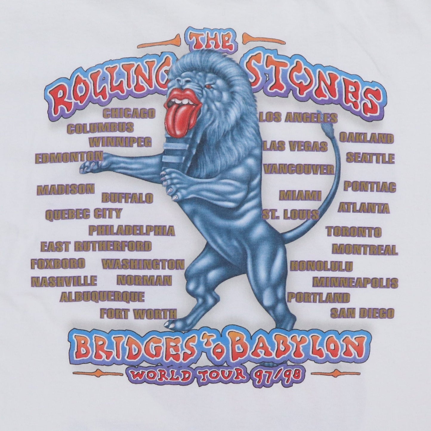 1997 Rolling Stones Bridges To Babylon Tour Shirt Style029