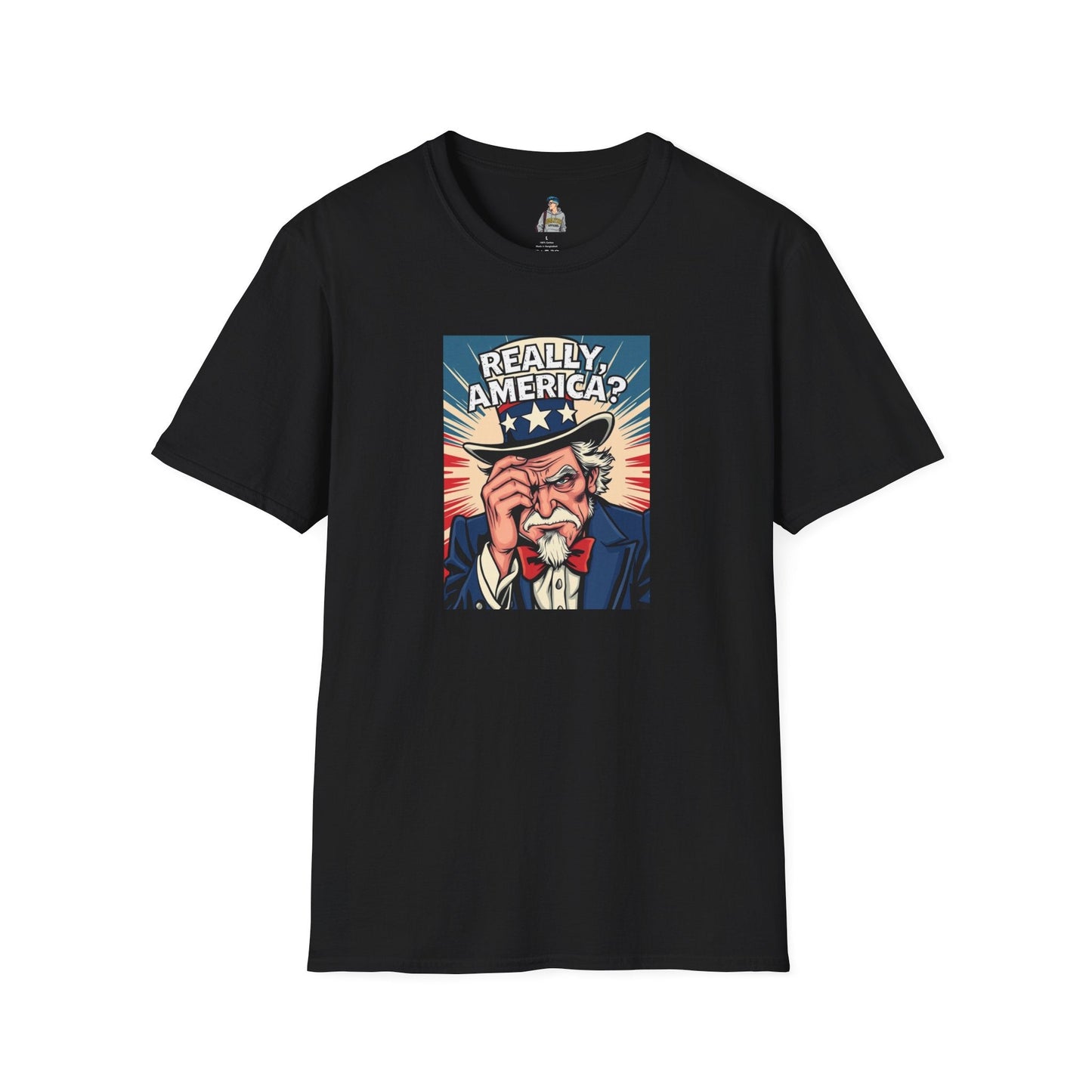 Uncle Sam in disbelief Really, America? Unisex softstyle T-Shirt