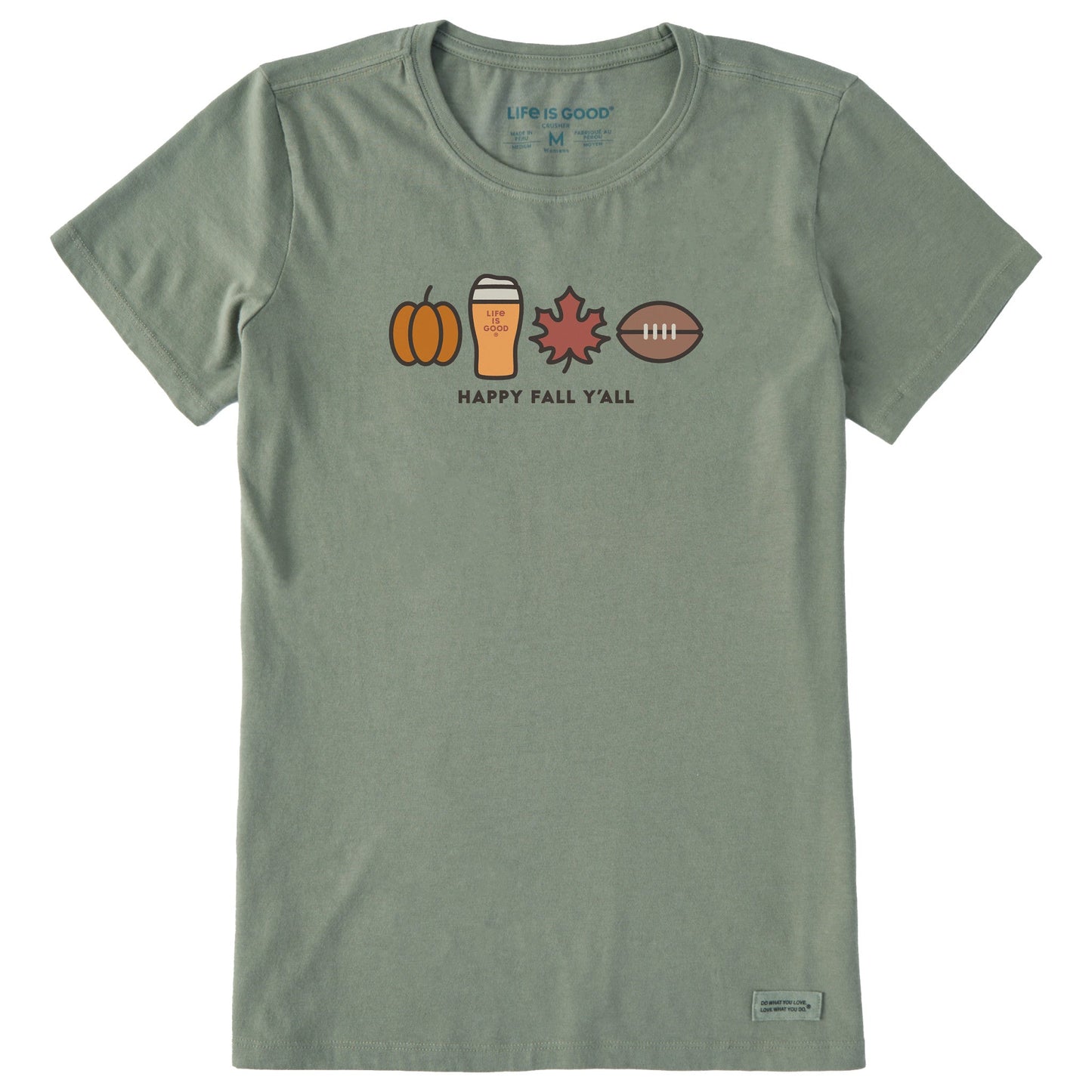 Women's Happy Fall Icons Short Sleeve Crusher Tee