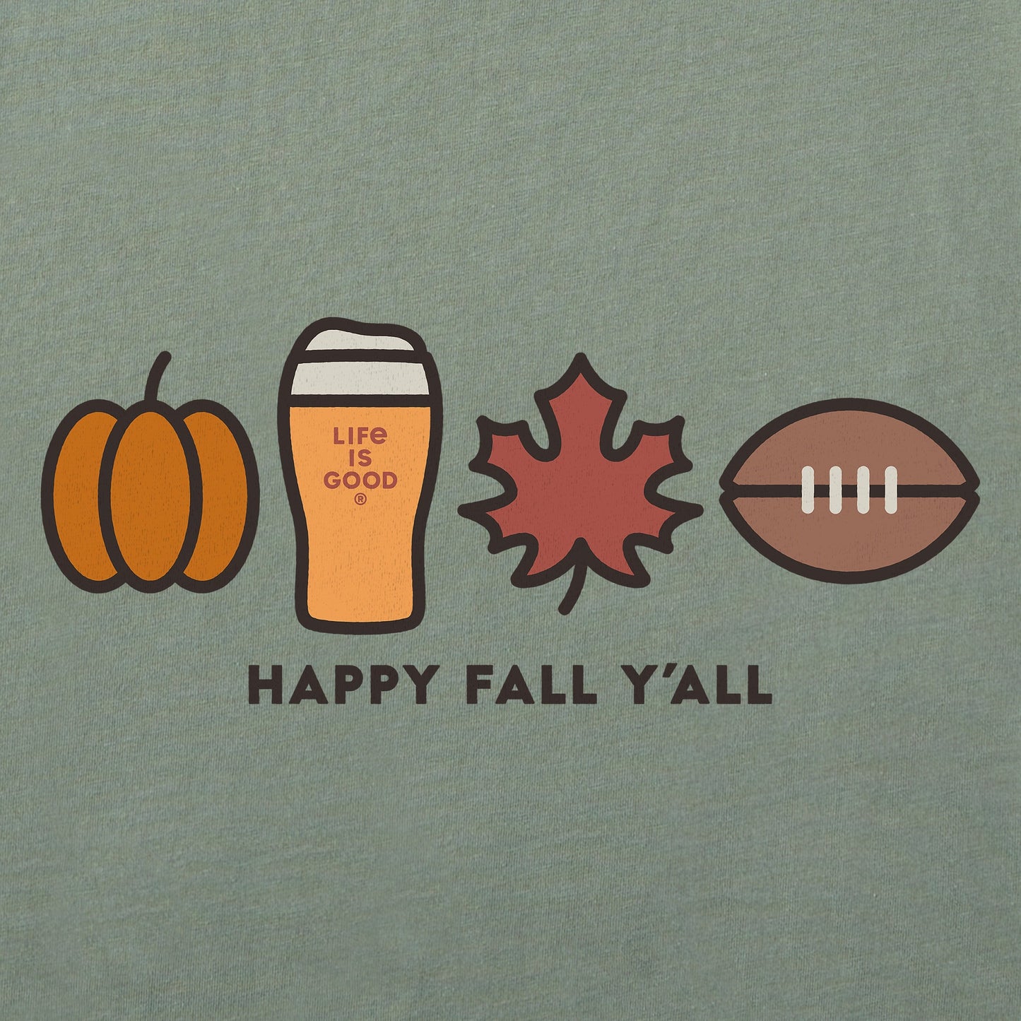 Women's Happy Fall Icons Short Sleeve Crusher Tee