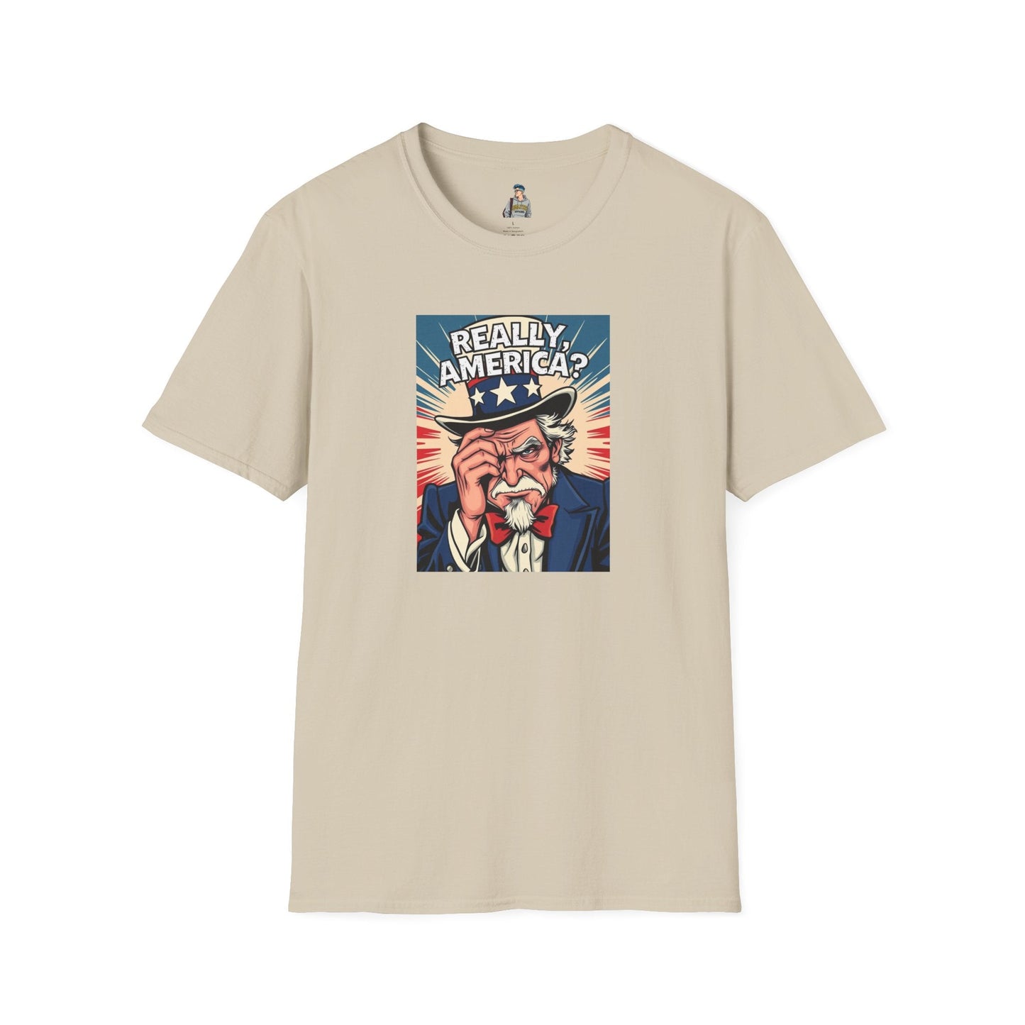 Uncle Sam in disbelief Really, America? Unisex softstyle T-Shirt