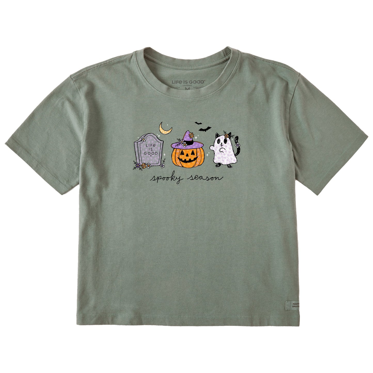 Women's Spooky Season Halloween Short Sleeve Crusher Boxy Tee
