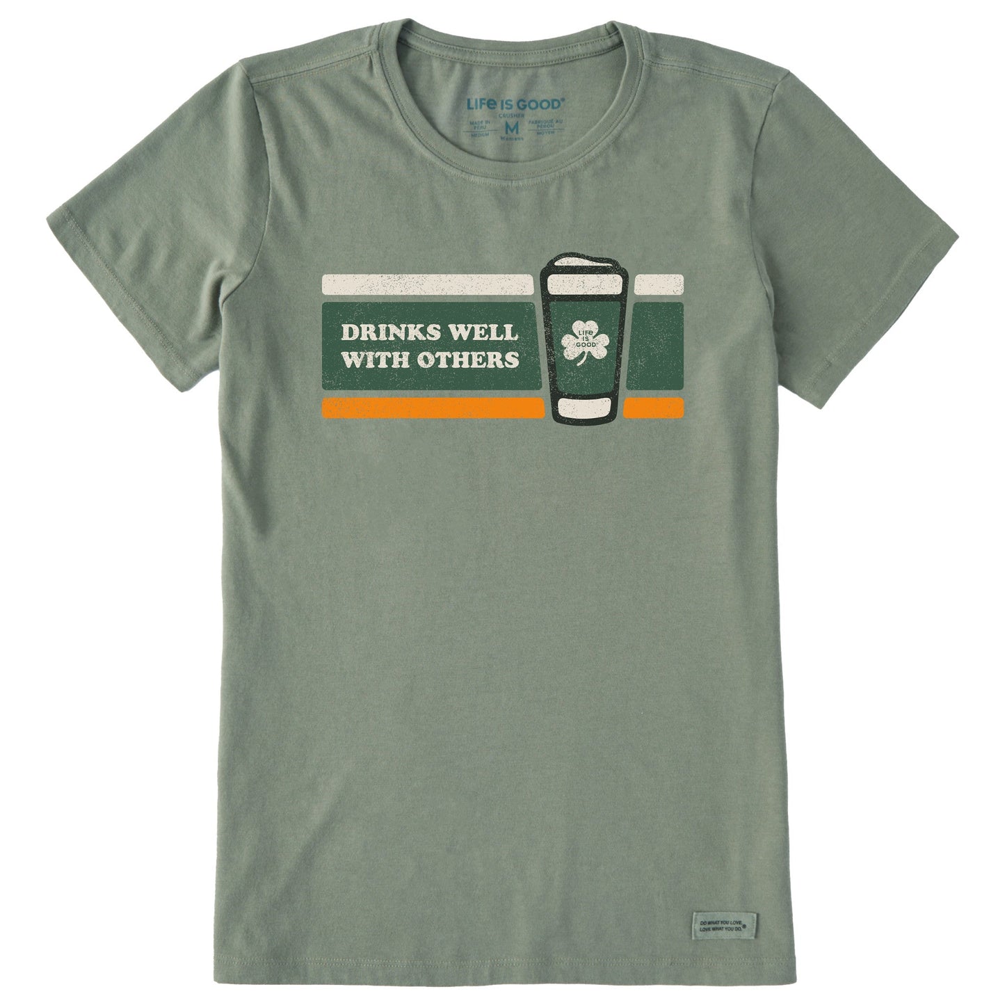 Women's Stripe Drinks Well with Others Short Sleeve Crusher Tee