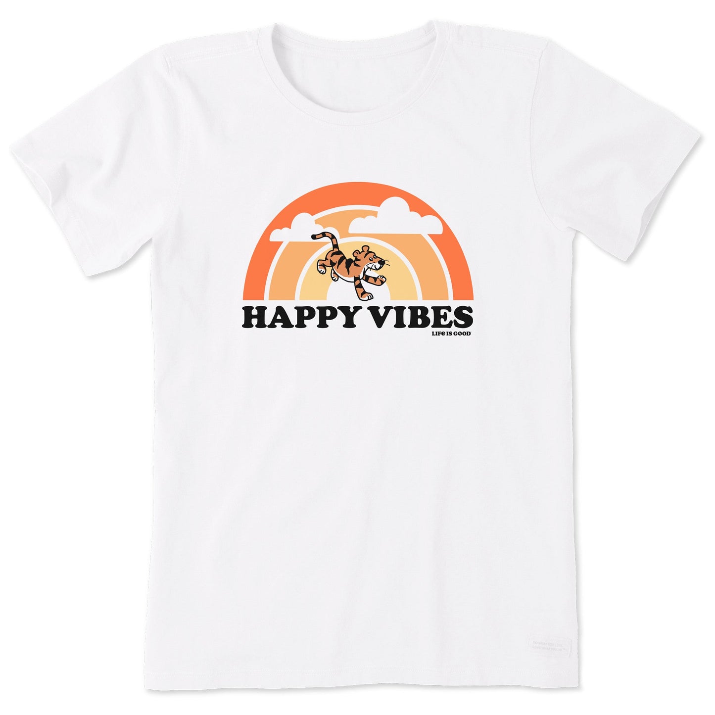 Women's Happy Vibes Tiger Stripe Rainbow Short Sleeve Tee