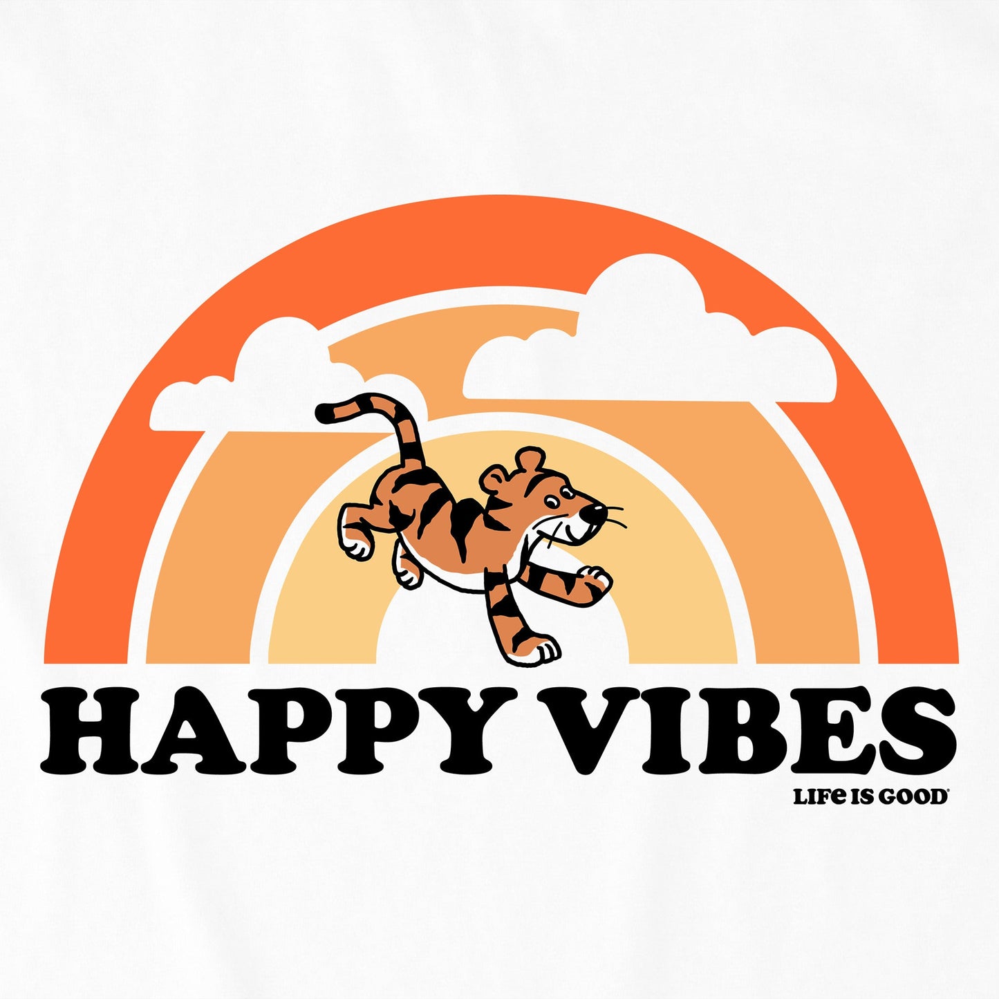 Women's Happy Vibes Tiger Stripe Rainbow Short Sleeve Tee