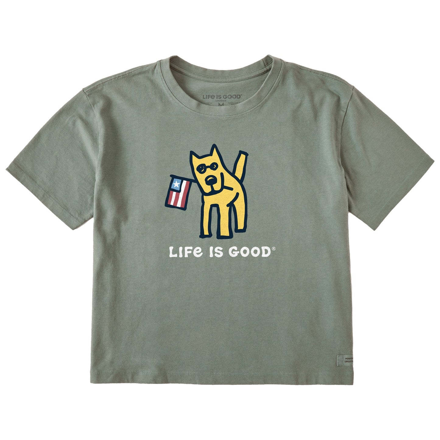 Women's Rocket American Flag Short Sleeve Crusher Boxy Tee