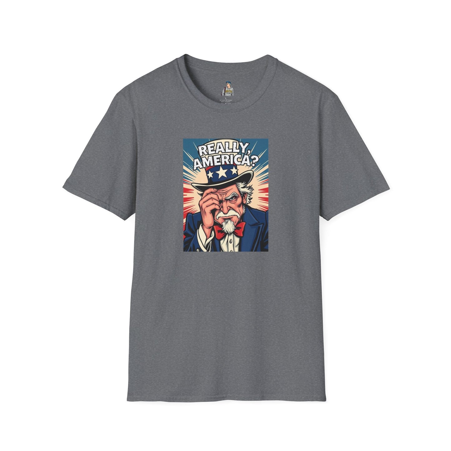 Uncle Sam in disbelief Really, America? Unisex softstyle T-Shirt