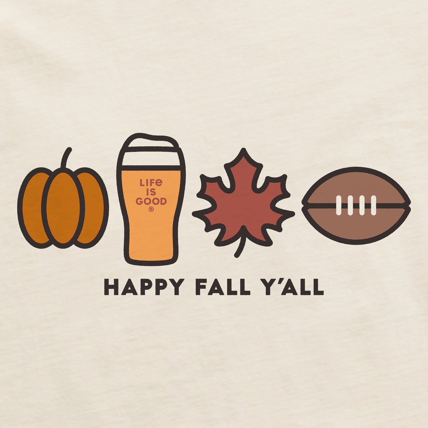 Women's Happy Fall Icons Long Sleeve Crusher Boxy Tee