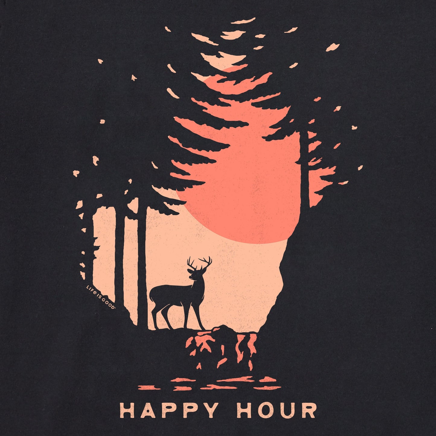 Men's Happy Hour Deer Sunset Short Sleeve Crusher Tee
