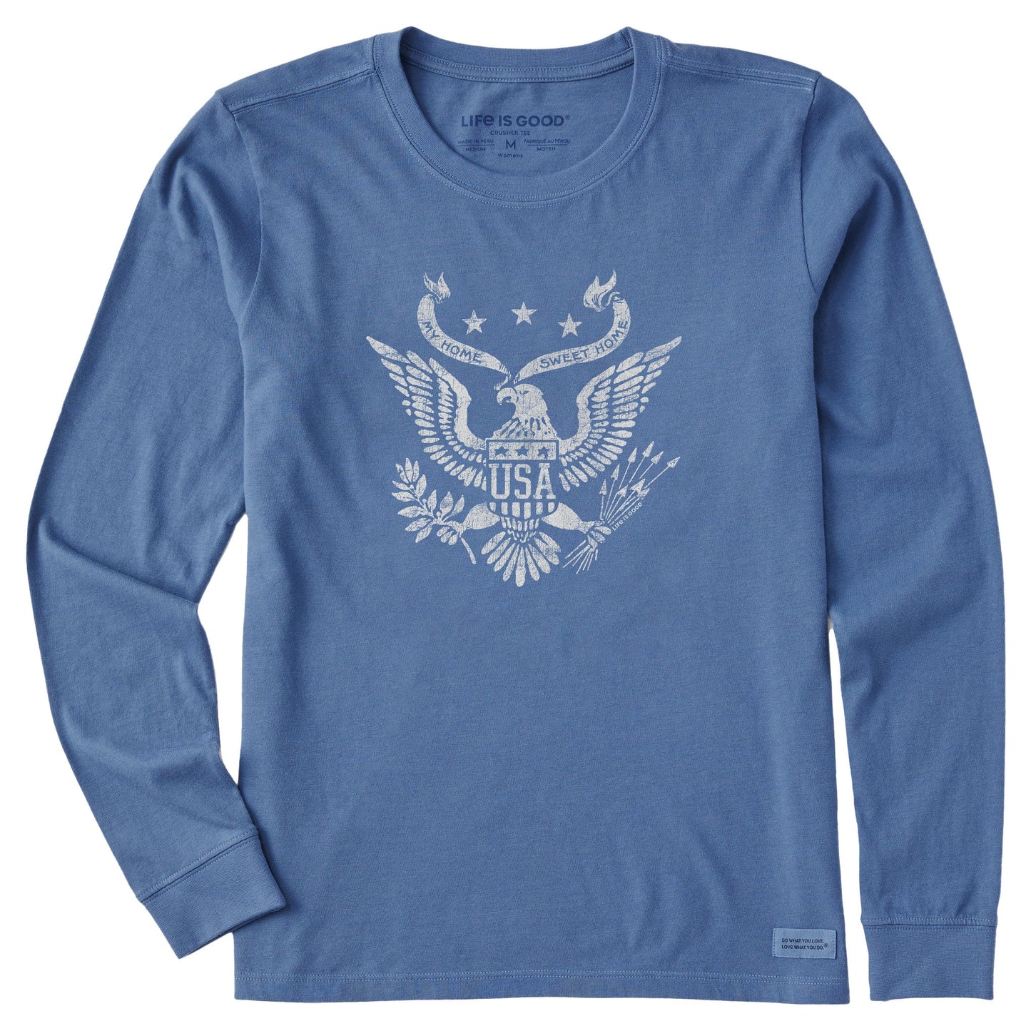 Women's Home Sweet Home USA Eagle Long Sleeve Crusher Tee