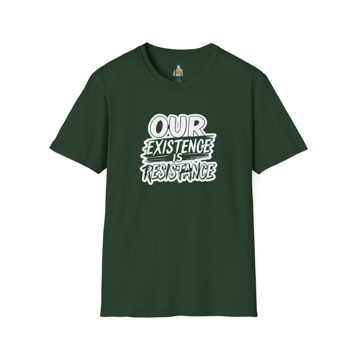 Unisex Softstyle T-Shirt - "Our Existence is Resistance" - Motivational Tee for Activists, Casual Wear, Gift for Change-makers