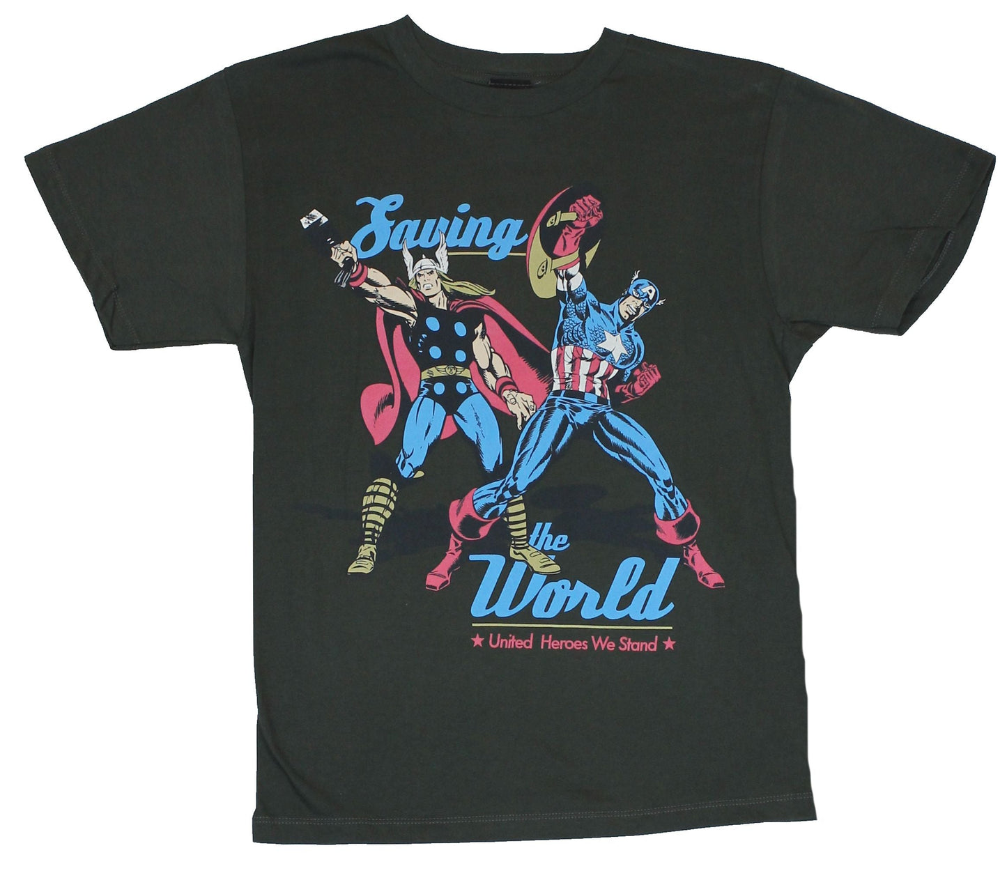 The Avengers Mens T-Shirt - Saving The World Captain America & Thor Image