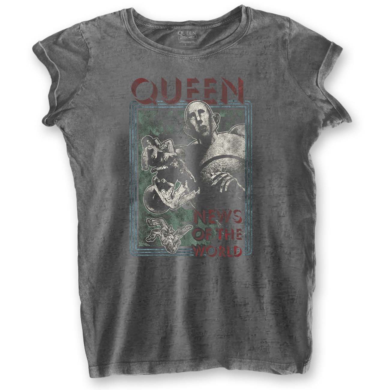 Queen Ladies Slim Fit T-Shirt: News of the World (Burnout)