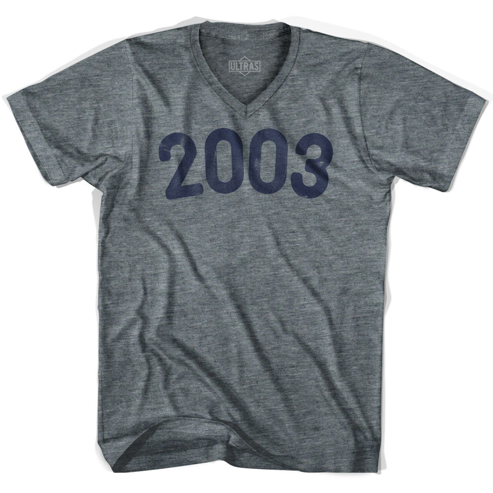 2003 Year Celebration Adult Tri-Blend V-neck Womens T-shirt