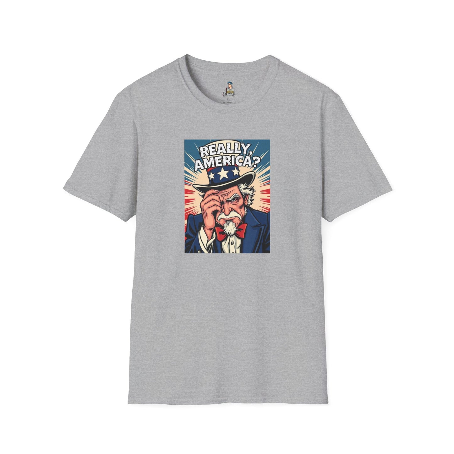 Uncle Sam in disbelief Really, America? Unisex softstyle T-Shirt