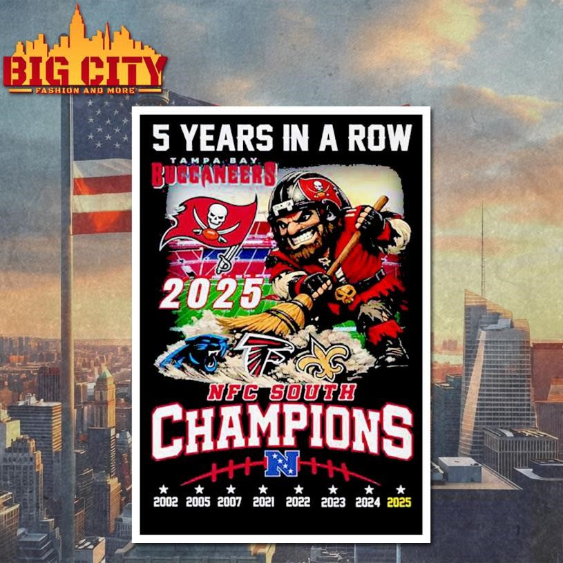 5 Years in a Row Tampa Bay Buccaneers NFC South Champions Vintage Shirt