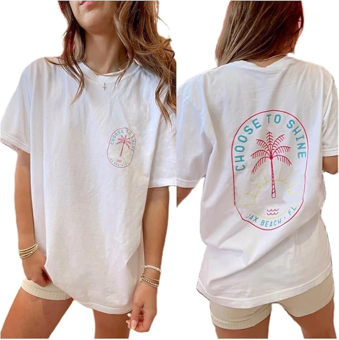 Women Teen Girls Oversized Graphic T Shirts Short Sleeve Aesthetic Ocean Animal Baggy Top Y2K Summer Beach Tees