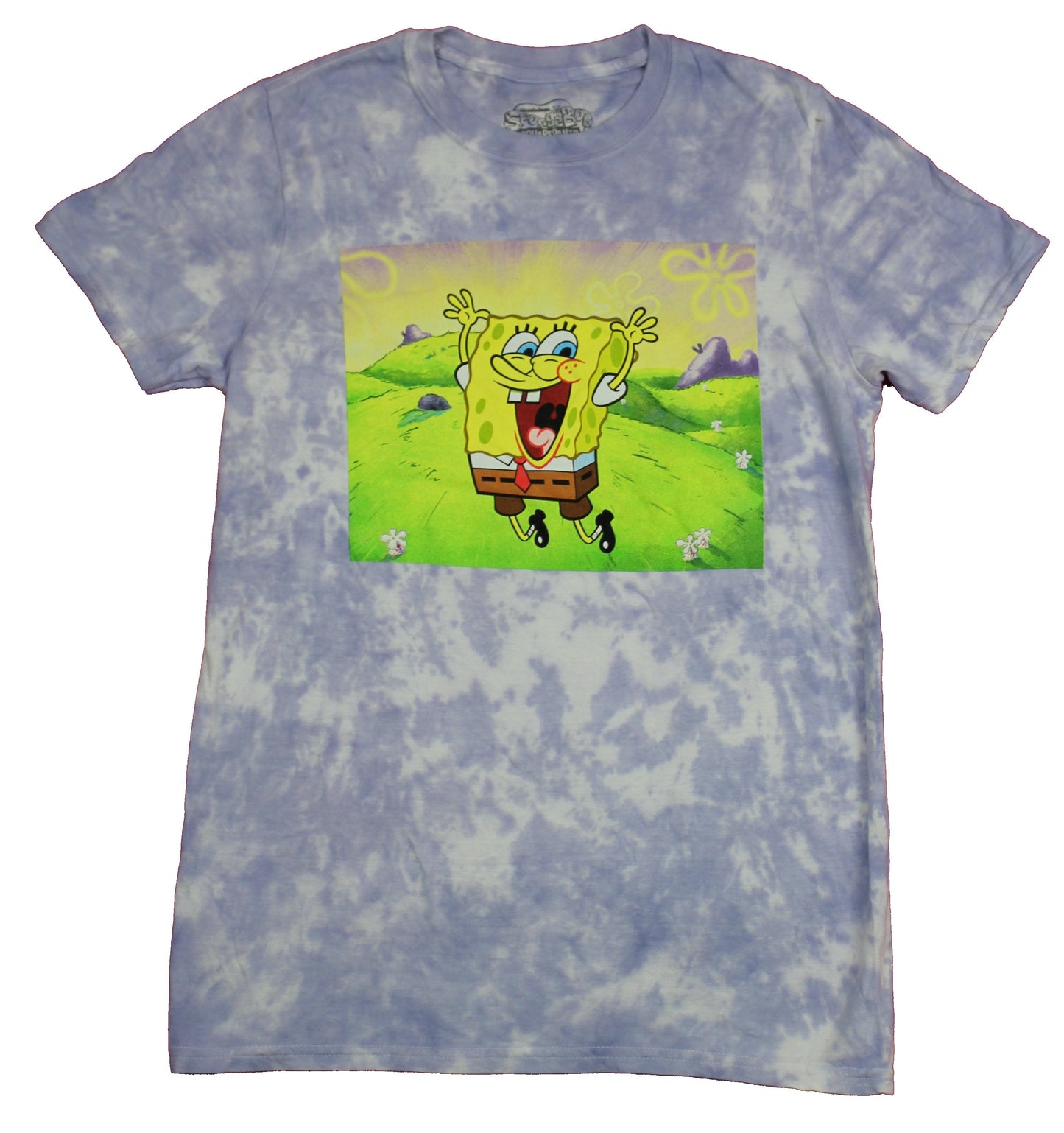 Spongebob Squarepants Mens T-Shirt - Exploding Happy Tie Dye Bob Image