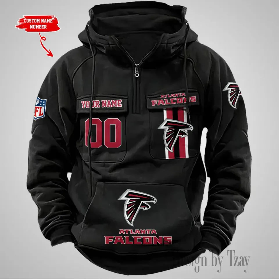 Atlanta Falcons Cargo Hoodie With Custom Name & Number