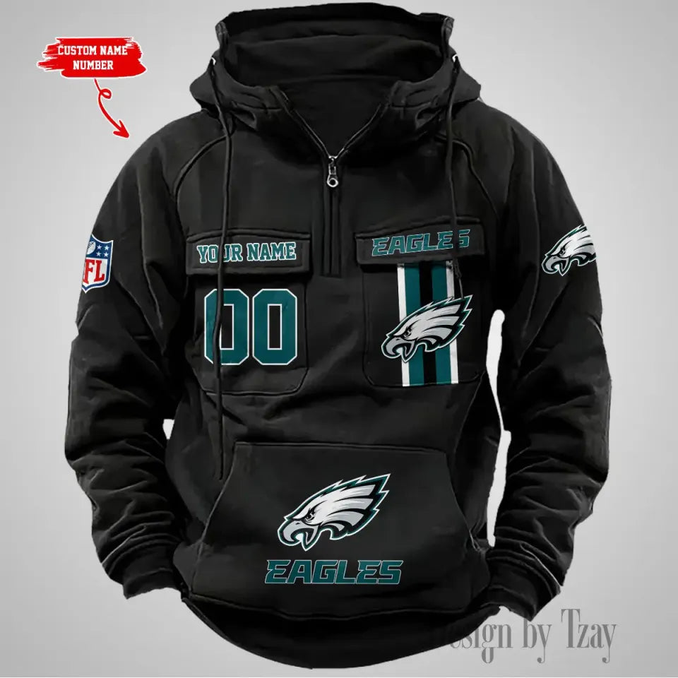 Philadelphia Vintage Men Hoodies With Custom Name & Number