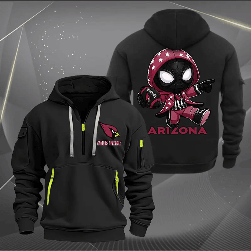 Arizonna Cardinals Quarter Zip Hoodie Custom Name Multicolor Edition