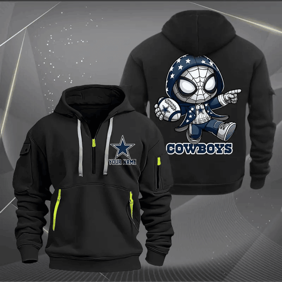 Dallas Cowboys Quarter Zip Hoodie Custom Name Multicolor Edition