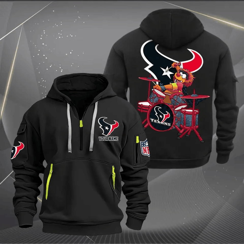 Houston Texan Quarter Zip Hoodie Rocking Drummer Custom Name Gift For Fan