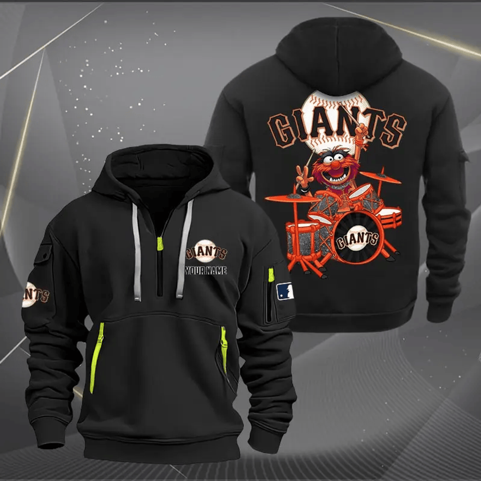 San Francisco Giants Baseball Team Quarter Zip Hoodie Rocking Drummer Custom Name Fan Gift
