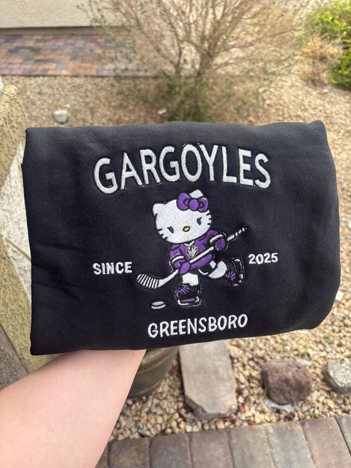 Embroidered Kitty Hockey Sweatshirt