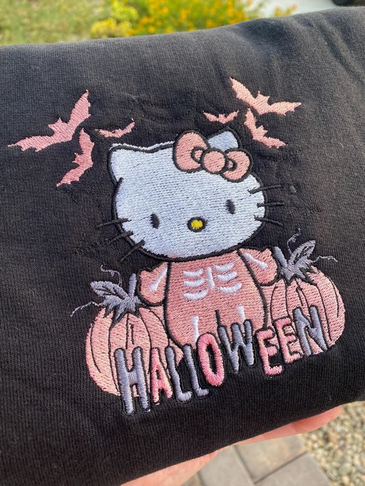 Embroidered Kitty Sweatshirt, Halloween Inspired