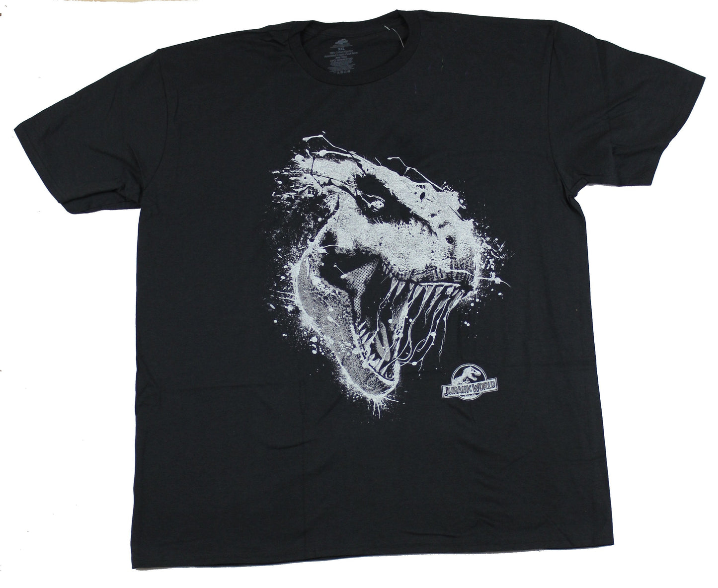 Jurassic World Park Mens T-Shirt - Glow In The Dark Vicious Dino Face