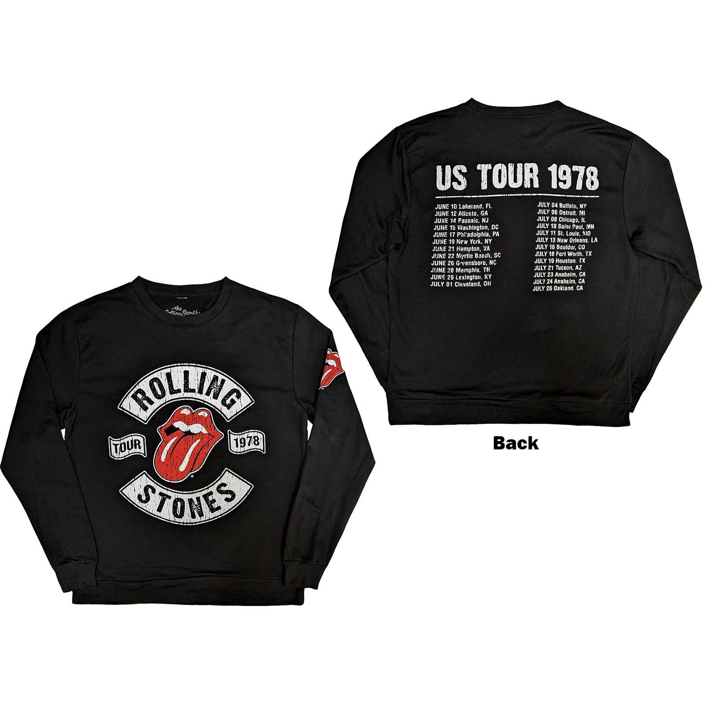 The Rolling Stones Sweatshirt: US Tour 1978 (Back & Sleeve Print)
