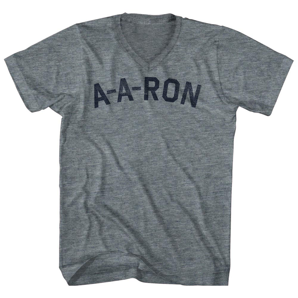A-A-RON (Aaron Nickname) Tri-Blend V-neck Womens Junior Cut T-shirt
