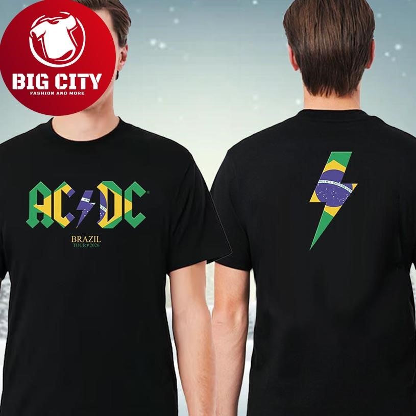 AC DC Brazil PWR UP Tour 2026 Merchandise Two Sided Shirt