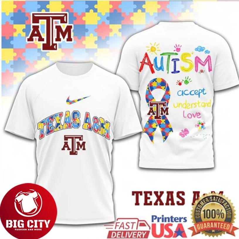 Aggies for Autism Awareness Texas A&M Accept Understanding Love Two Sided Shirt
