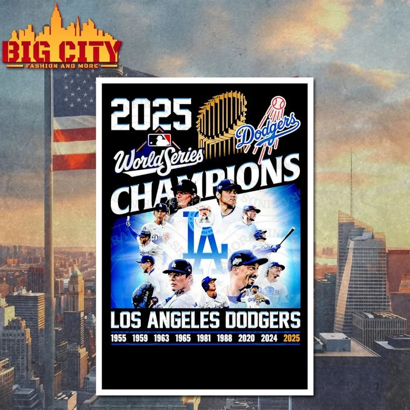 All years of championship Los Angeles Dodgers 2025 shirt