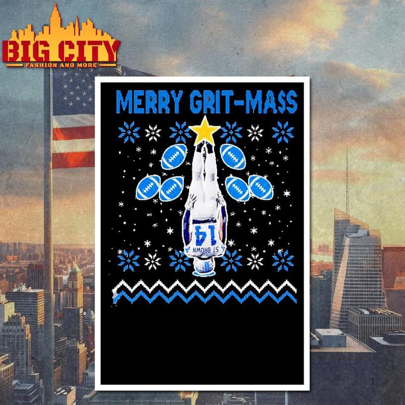 Amon-Ra St Brown Funny Merry Grit-Mas Shirt