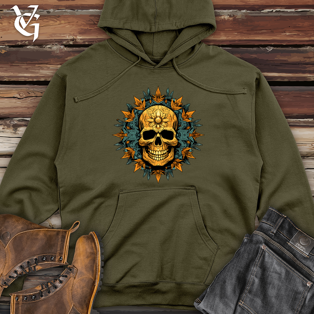 Retro Mandala Skulltapestry Midweight Hooded Sweatshirt