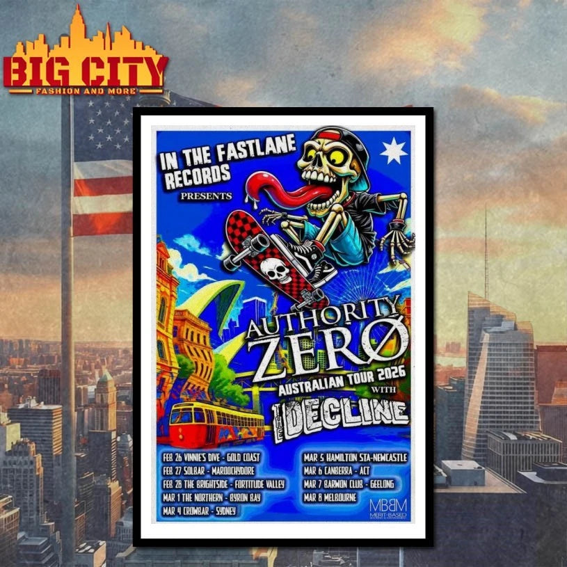 Authority Zero Australian New Tour 2026 Poster shirts