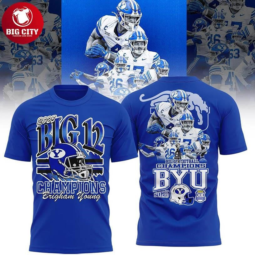 BYU Cougars 2025 Big 12 Conference Football Champions Two Sided Shirt