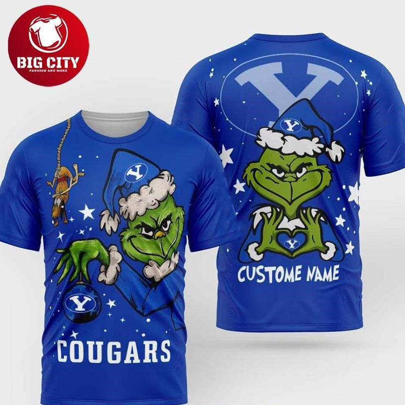 BYU Cougars Grinch Stole Christmas 2025 Personalized Two Sided Shirt