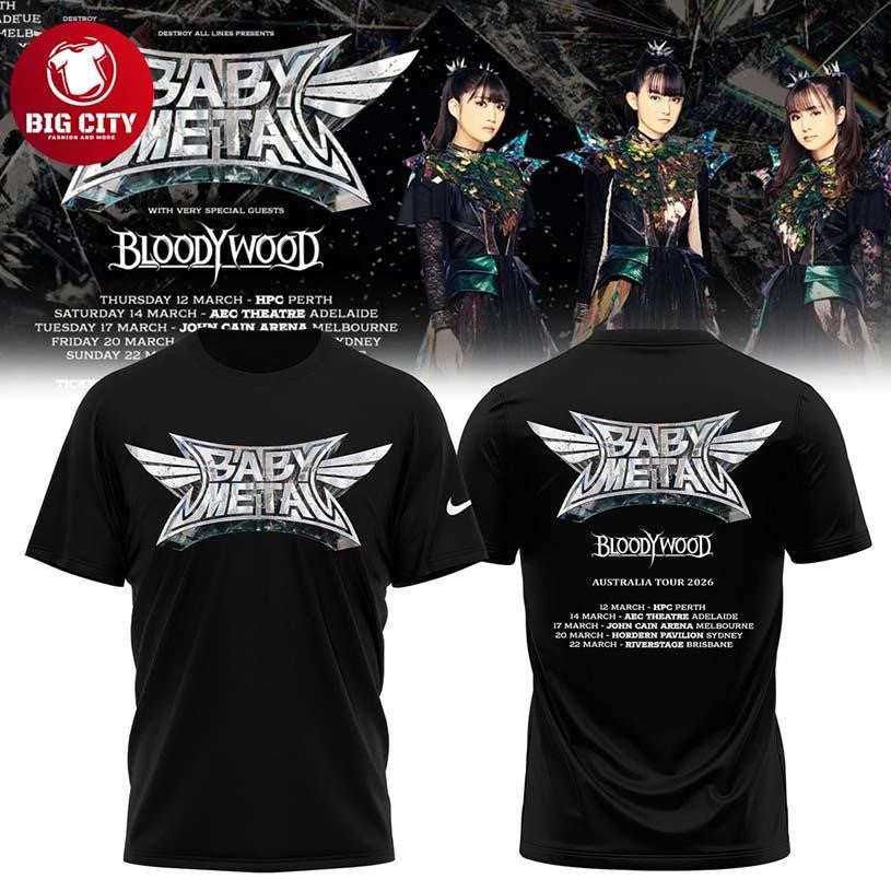 Babymetal The Other One Australia Tour 2026 Celebrating Two Sided Shirt