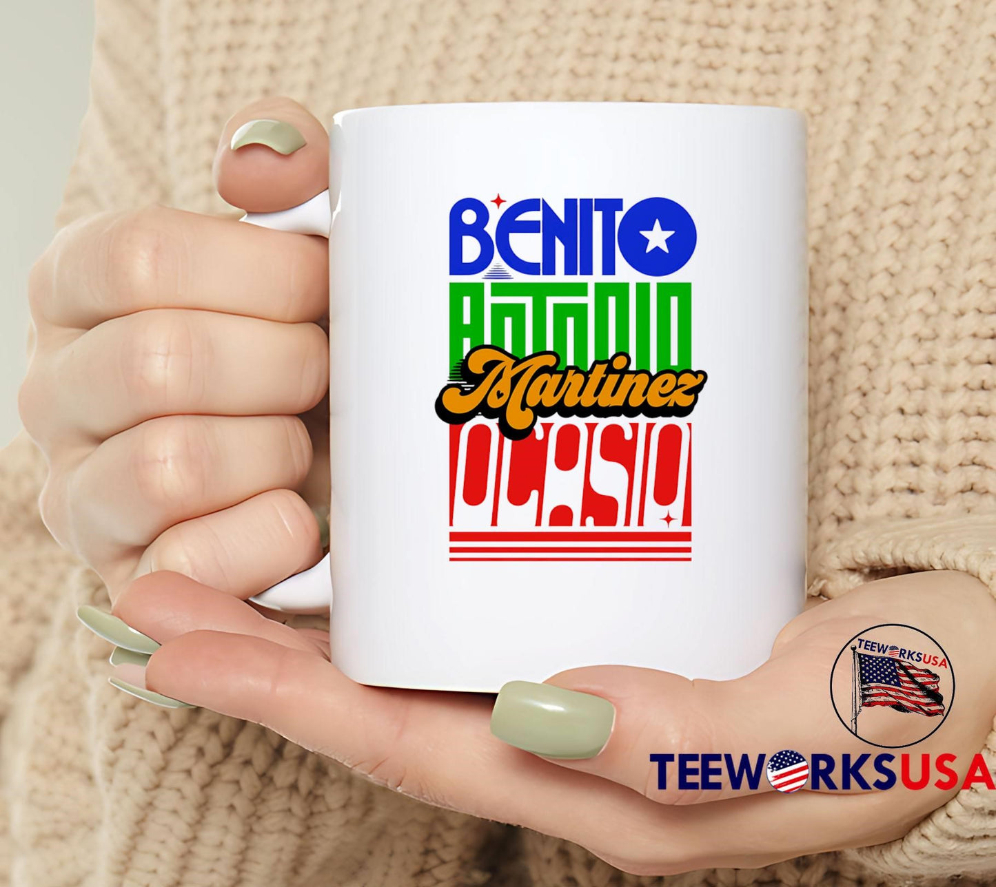 Benito Antonio Martinez Ocasio colorful bold typography text shirt