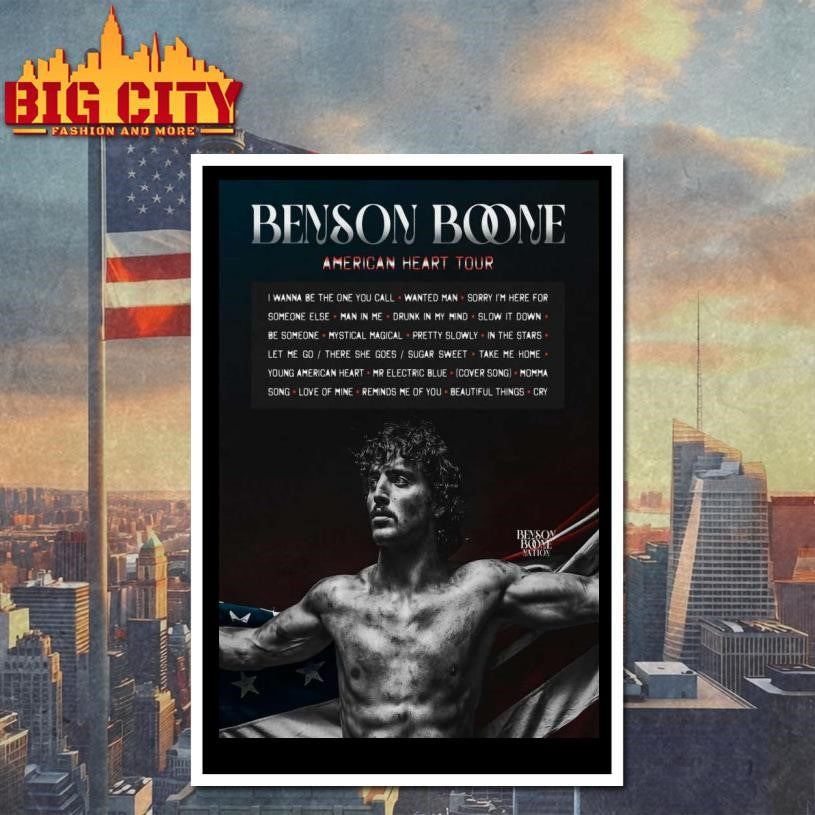 Benson Boone American Heart Tour 2025 Song Poster shirt
