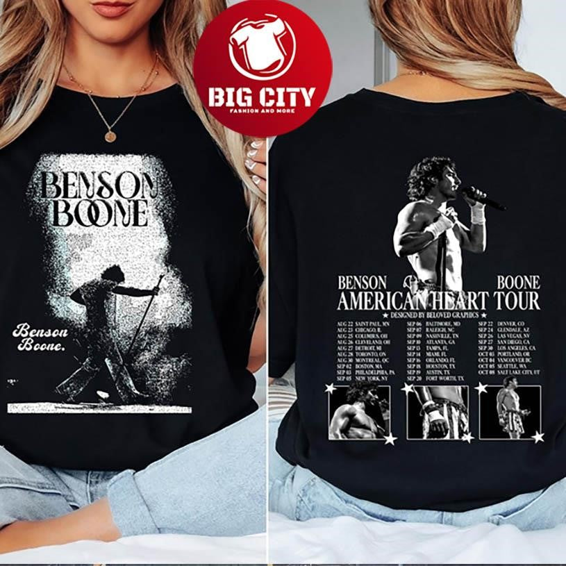 Benson Boone American Heart Tour Concert 2025 New Two Sided Shirt